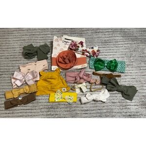 Lot‎ of 16 Baby Girl Headbands Bows Beanie Floral Sequin Knit Hair Accessories